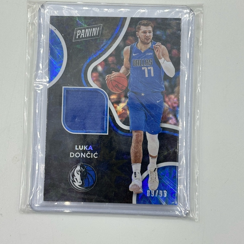 Luka Doncic 2021 Panini Holographic Player of Day Card Player Worn Memorabilia